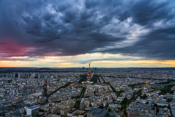 Fototapeta na wymiar Aerial view of Paris with Eiffel Tower. France