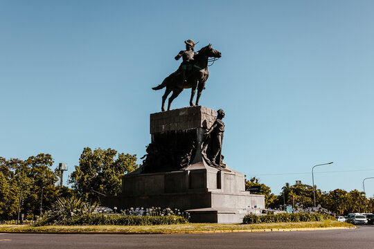 Buenos Aires, Argentina - December 21, 2022: Monumento a Justo Jos&eacute; de Urquiza (1958) by Renzo Baldi and Hector Rocha at a traffic circle in Buenos Aires Argentina.
