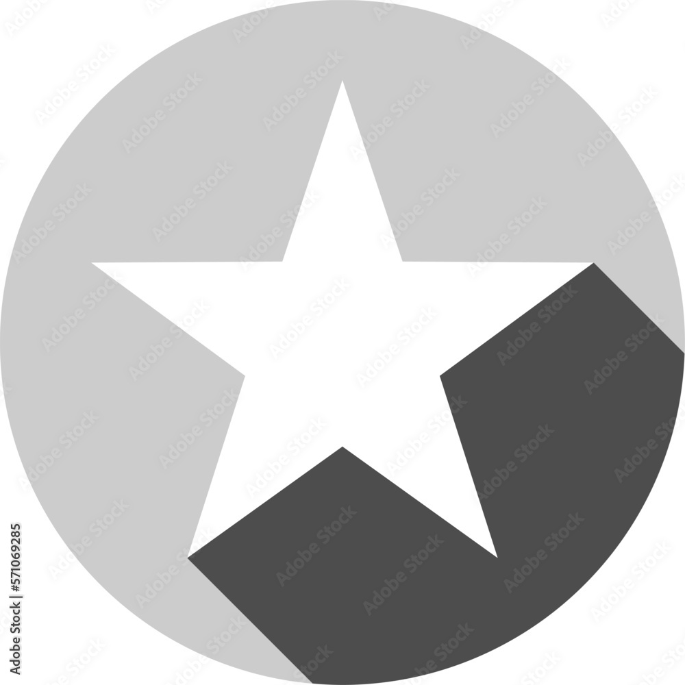 Poster basic star in grayscale circle badge icon with 3d shadow effect. vector image.