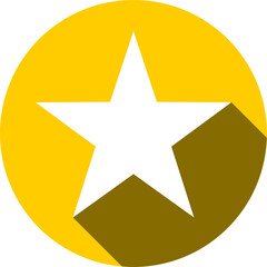Obraz premium Basic Star in Golden Yellow Circle Badge Icon with 3D Shadow Effect. Vector Image.