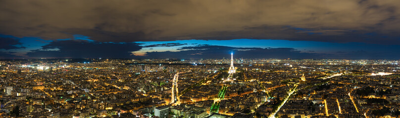 Eiffel Tower aerial panoramic view in Paris. France