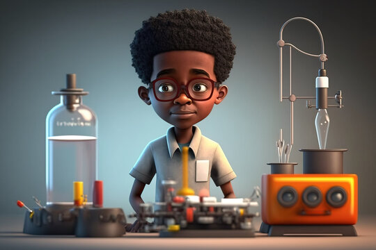 kid scientist in laboratory. sketch art for artist creativity and inspiration. generative AI	
