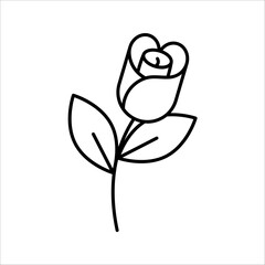 Rose icon. Flower symbol. Plant pictogram, flat vector sign isolated on white background.