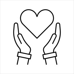 Obraz premium heart and hand icon care save symbol. vector illustration on white background