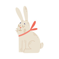 Adorable leveret. Cute wild forest animal cartoon vector illustration