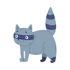 Adorable baby raccoon. Cute wild forest animal. Cute print for banner, card, t-shirt cartoon vector illustration