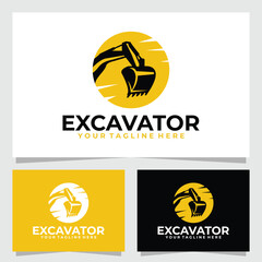 excavator logo vector design template