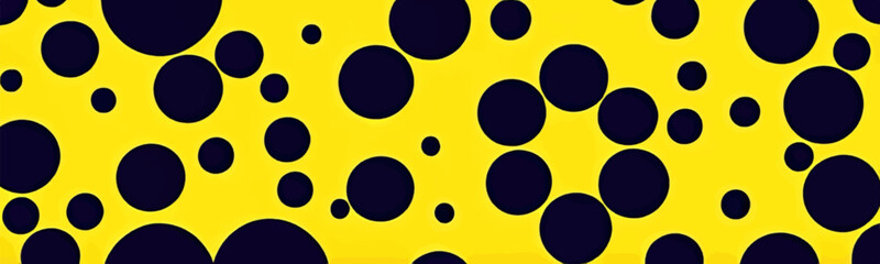 Fun and colorful design with yellow dots and graphic shapes against vector abstract pattern on gray background.