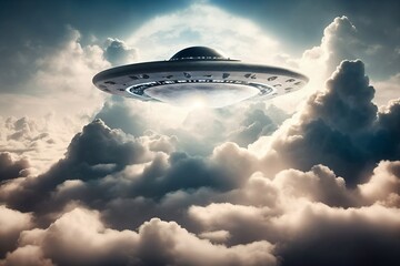 Fototapeta na wymiar ufo over clouds