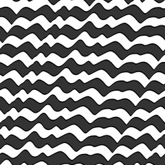 Jagged stripes seamless pattern. Curved lines ornament. Curves print. Striped background. Broken line shapes. Linear waves motif. Wavy stripe figures. Ethnical textile print. Vector work
