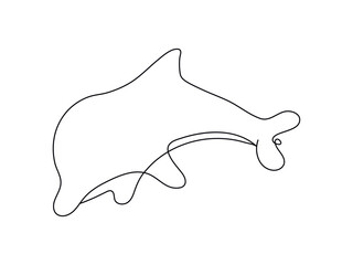 Line art dolphin concept. Minimalistic creativity and art. aesthetics and elegance. Representative of underwater world. Animal, fauna and wild life, sealife. Cartoon flat vector illustration