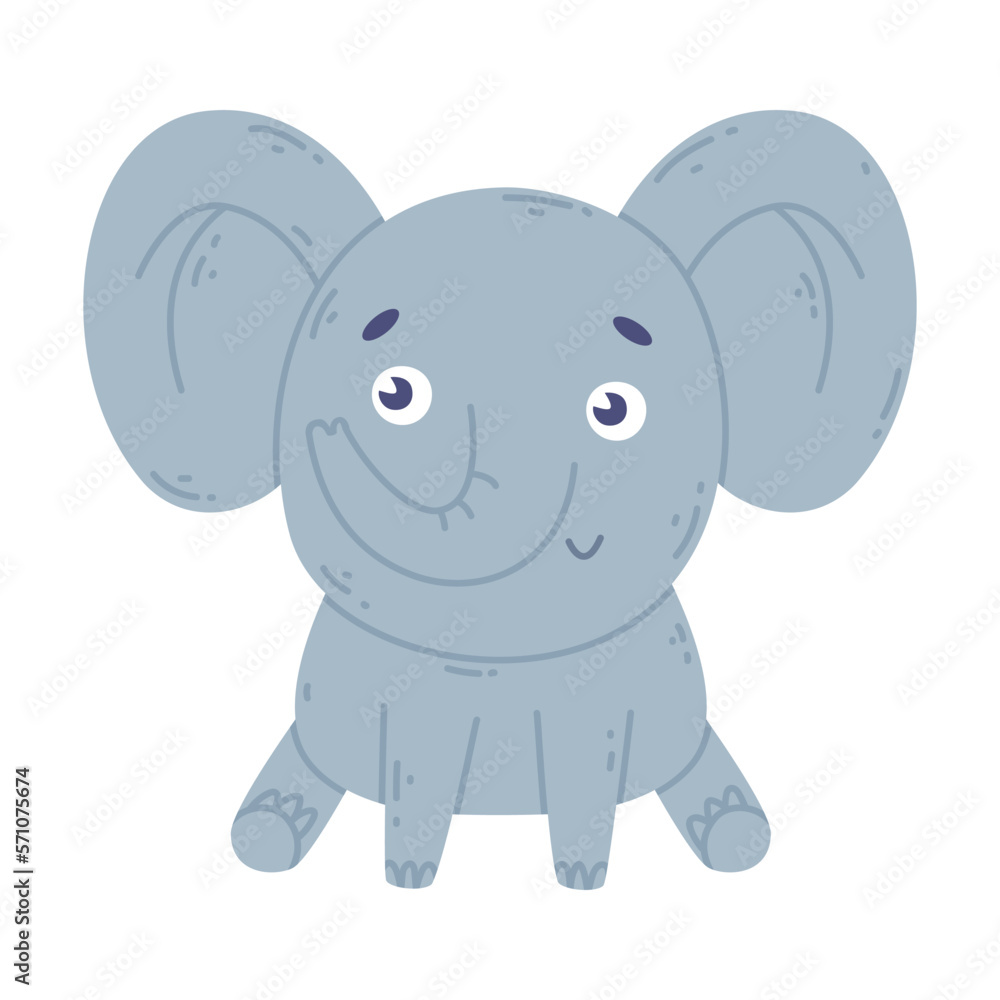 Canvas Prints Adorable baby elephant. Lovely wild jungle animal. Cute childish print for banner, card, t-shirt cartoon vector illustration