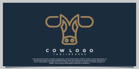 head cow logo design simple vector