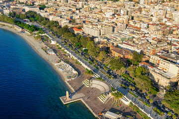 Aerial view of the city Reggio Calabria seafront