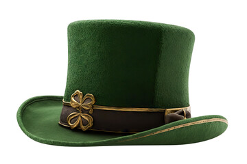 Green St. Patrick's Day Top Hat cut out. Based on Generative AI - obrazy, fototapety, plakaty
