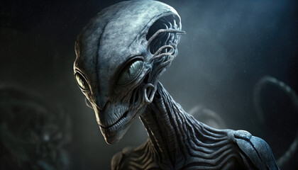 Abstract Alien Lifeform Humanoid Portrait. Generative Ai.