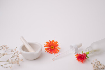 The top view of skin care product for a beauty, spa and wellness background concept. 