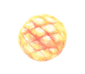 水彩で描いたメロンパンのイラスト