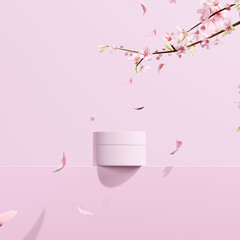 Beautiful spring, cherry blossom background with pink background