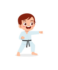 cute little kid training and showing karate pose © Colorfuel Studio