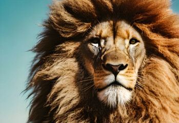 Naklejka premium Lion king isolated , Portrait Wildlife animal , generative ai