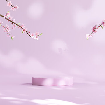 Beautiful spring, cherry blossom background with pink background