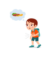 little kid go to school skip breakfast and feel hungry