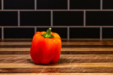 Red Pepper on Butcher Block 1