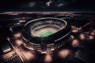 Nighttime View Of Football Stadium Generative AI