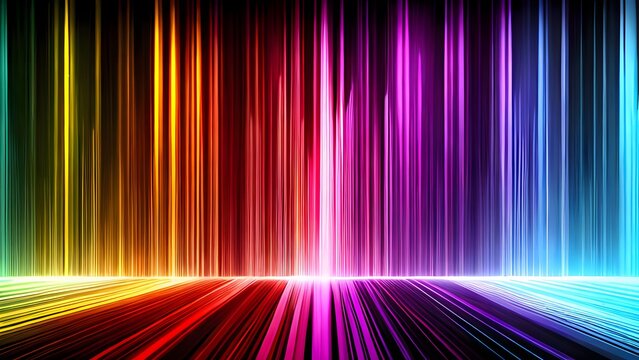 Abstract vertical line background with rainbow colorful spectrum. Bright neon rays and glowing lines, Generative AI