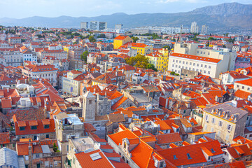 Naklejka premium Split City in Croatia aerial view . Downtown with old architecture