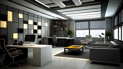 Fototapeta na wymiar Modern business office interior, Comfortable Co-working Space