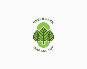Creative simple mono line green tree logo