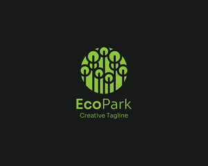 Green tree with circle leaf logo
