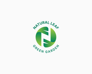 Natural leaf with creative letter n logo