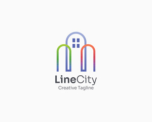 Simple colorful line city logo