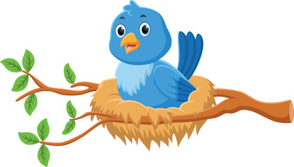 Cartoon cute Bird in the nest  © ROFIDOHTUL