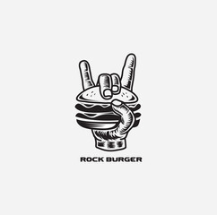 burger rock hand logo 