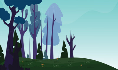 Panoramic nature landscape illustration vector background for nature ecology environment event