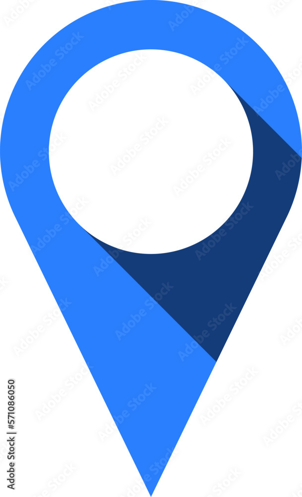 Poster blue location pointer pin or you are here marker hotspot symbol sign icon with 3d shadow effect. vec