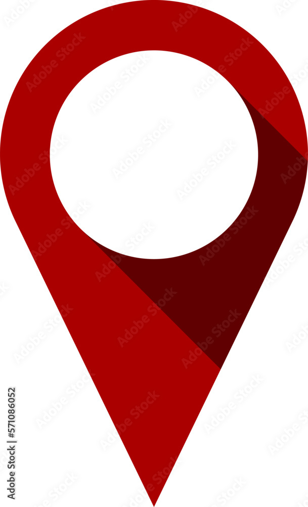 Poster red location pointer pin or you are here marker hotspot symbol sign icon with 3d shadow effect. vect