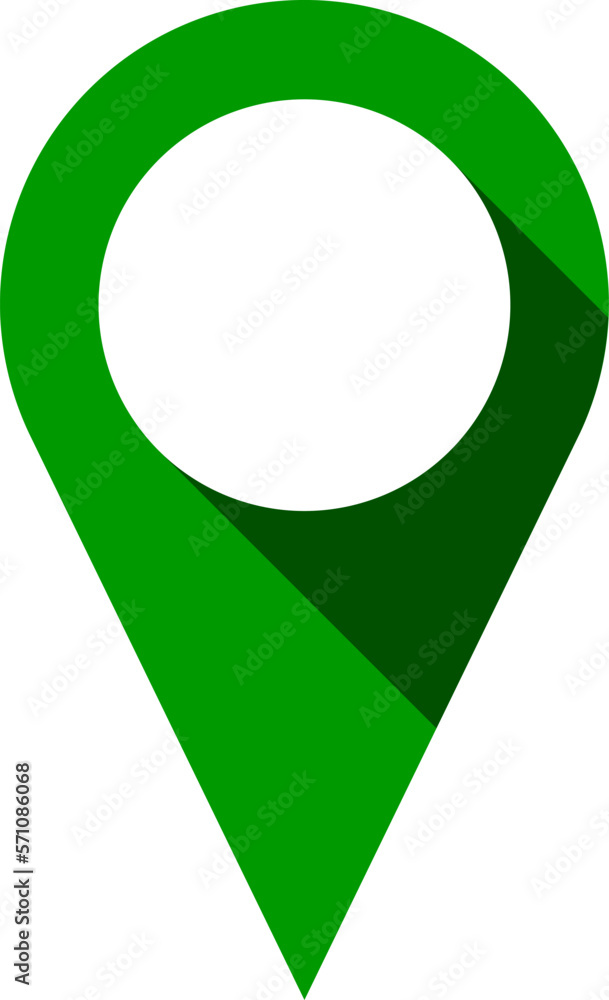 Poster green location pointer pin or you are here marker hotspot symbol sign icon with 3d shadow effect. ve