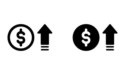 money with arrow up icon vector