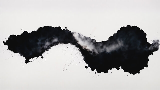 Grunge ink paint, black ink blot, abstract black water color on white background 