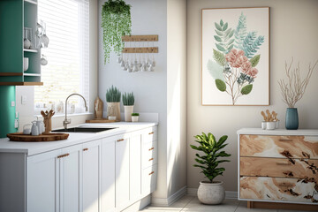 Nature's Nourishment: Kitchen and Vanity Spaces for Self-Care and Wellness. Generative AI