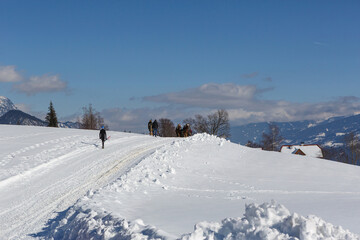 Beautiful snowy winter landscape around Ramsau and mount dachstein in austria