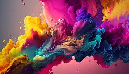 Colorful watercolor clouds. AI generative.