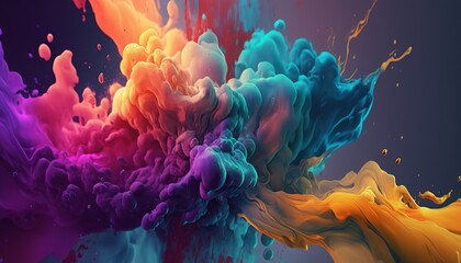 Fototapeta na wymiar Colorful watercolor clouds. AI generative.