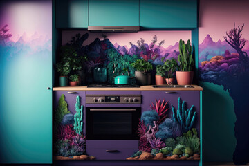 Nature's Nourishment: Kitchen and Vanity Spaces for Self-Care and Wellness. Generative AI