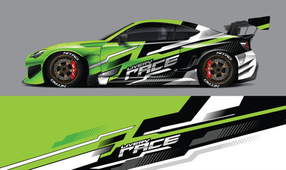 car livery design vector. Graphic abstract stripe racing background designs for wrap